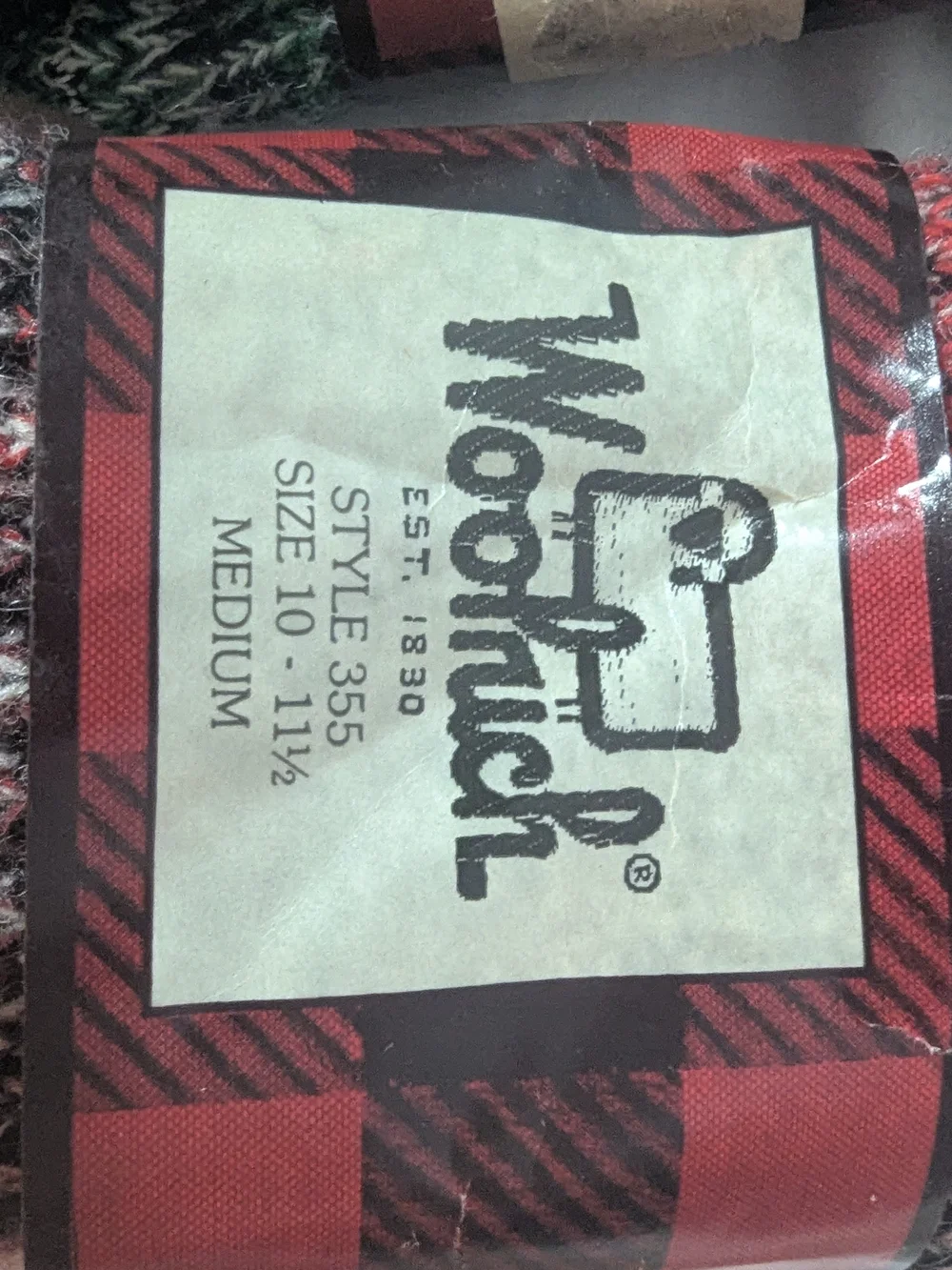 New Set Of 2 Woolrich Marled Crew Socks with Red Cuffs - Green and Red Blends